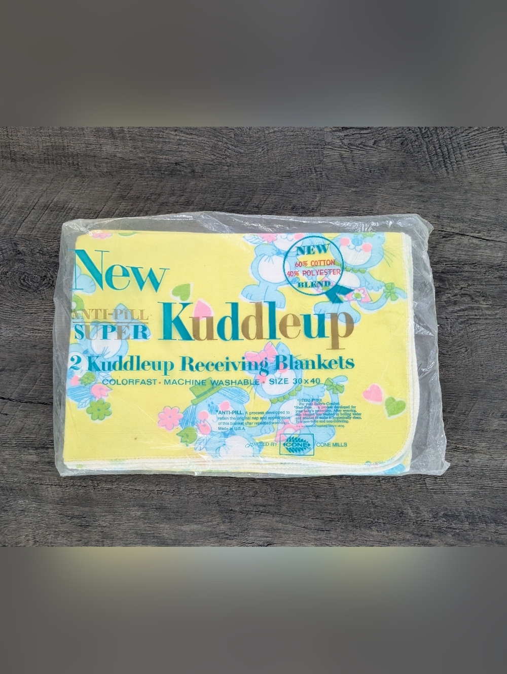 Vintage Kuddleup 2 Receiving Blankets Bears Gender Neutral Anti-Pill Quilt NOS
